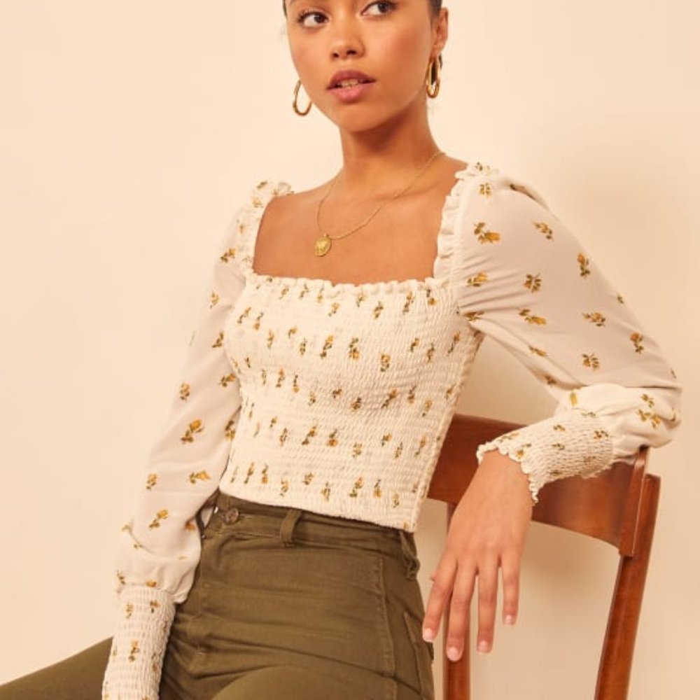 Reformation Pinto top in Marigold size L